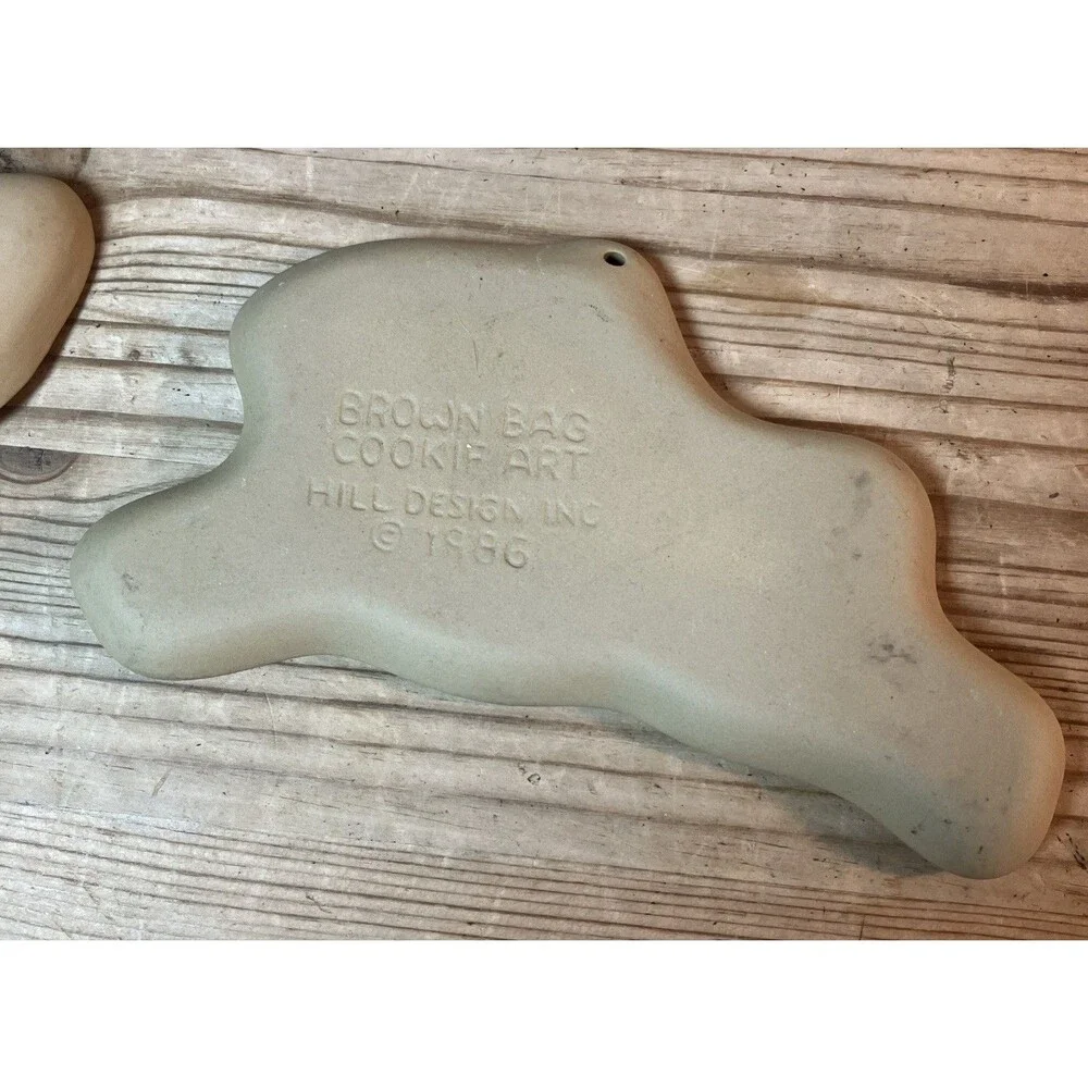 3 VTG 80’s Brown Bag Cookie Art Cookie Molds Press -Clown -bunny Rabbit -Santa